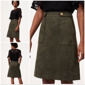 LOFT faux suede olive skirt